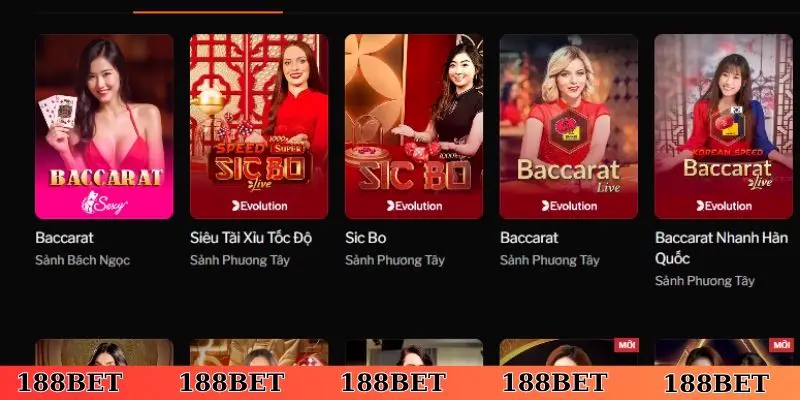 Chơi game xanh chín tại live casino 188Bet