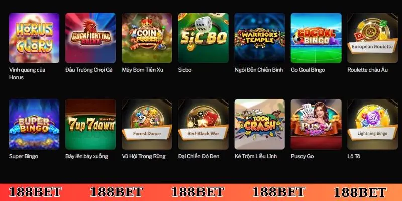 Hệ thống trò chơi đa dạng, đầy đủ thể loại tại game bài 188Bet