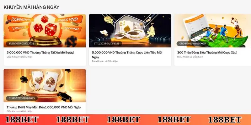 Khuyến mãi 188Bet mang đến những ưu đãi giá trị lớn