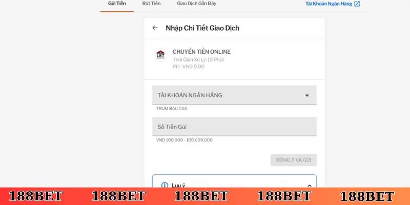 Nhập đúng số lượng cần giao dịch khi nạp tiền, rút tiền