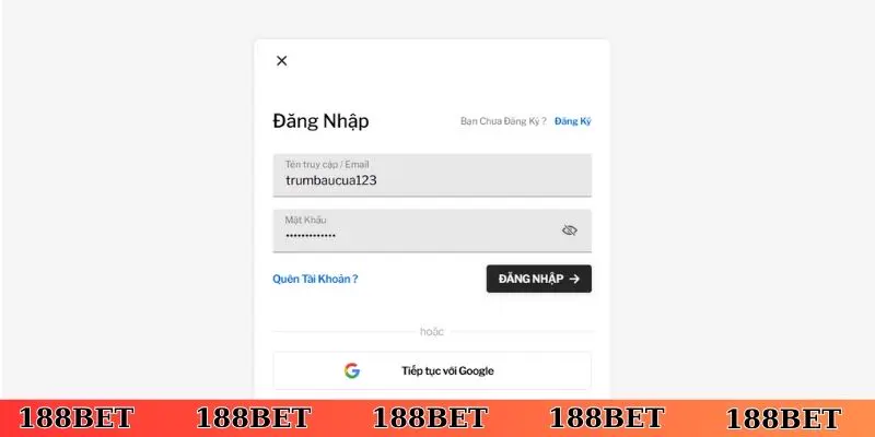 Nhập thông tin tài khoản dùng để đăng ký, đăng nhập
