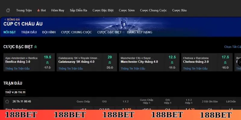 Những loại dữ liệu thống kê mới trong hướng dẫn cá độ bóng đá 188Bet
